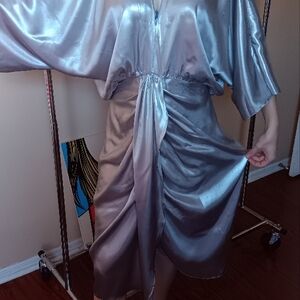 Elegant Silver Satin Robe